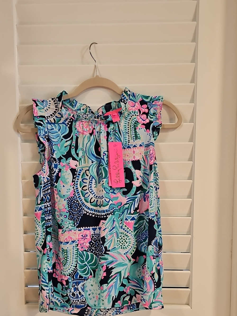 NWT Lilly Pulitzer Floral Tropical Print Sleeveless Top - Pink, Aqua, Navy